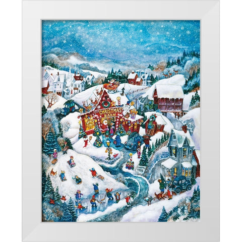 Christmas Barn White Modern Wood Framed Art Print by Bell, Bill