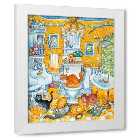 Mellow Yellow White Modern Wood Framed Art Print by Bell, Bill