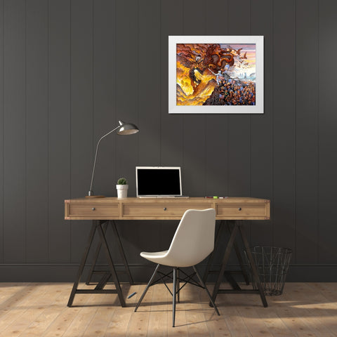 Fight For Freedom White Modern Wood Framed Art Print by Bell, Bill