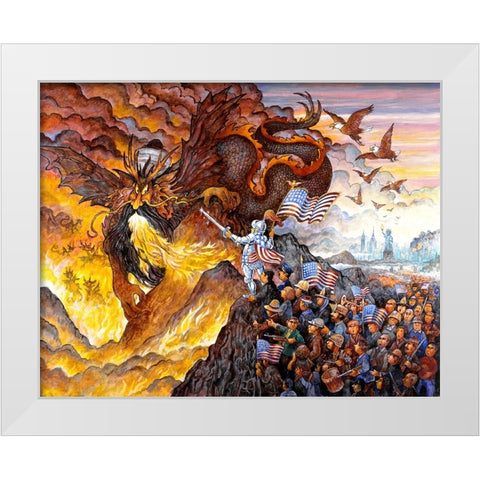 Fight For Freedom White Modern Wood Framed Art Print by Bell, Bill