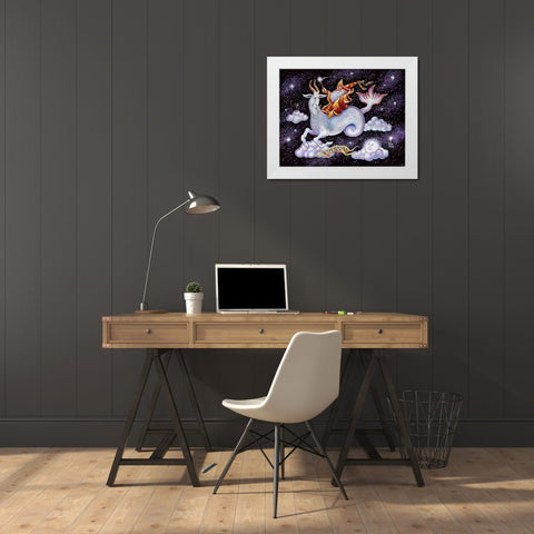 Capricorn White Modern Wood Framed Art Print by Bell, Bill