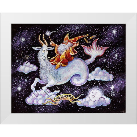 Capricorn White Modern Wood Framed Art Print by Bell, Bill