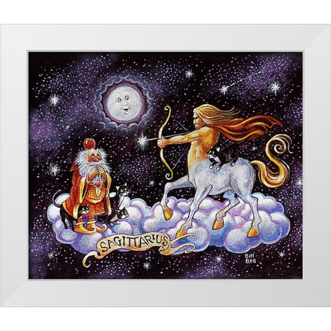 Sagittarius White Modern Wood Framed Art Print by Bell, Bill
