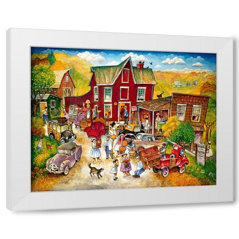 Auction White Modern Wood Framed Art Print by Bell, Bill