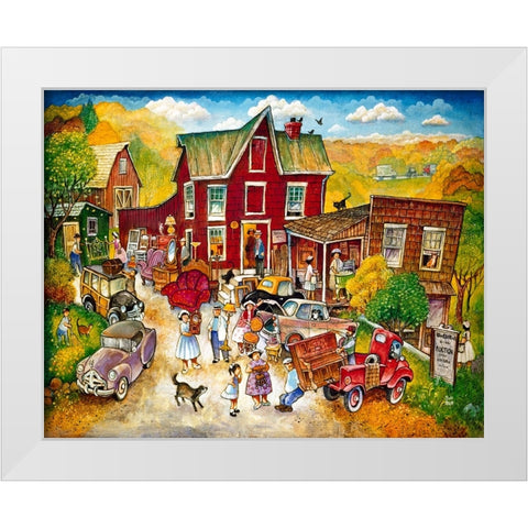 Auction White Modern Wood Framed Art Print by Bell, Bill