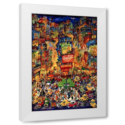 Times Square White Modern Wood Framed Art Print by Bell, Bill