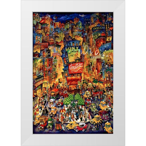 Times Square White Modern Wood Framed Art Print by Bell, Bill