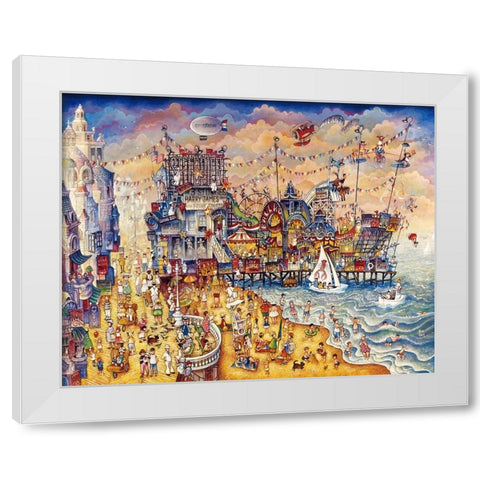 Steel Pier White Modern Wood Framed Art Print by Bell, Bill