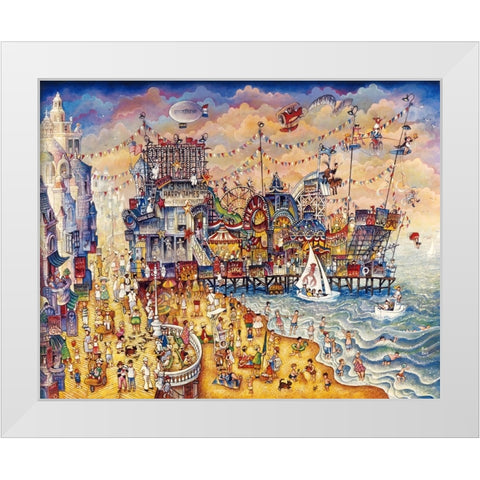 Steel Pier White Modern Wood Framed Art Print by Bell, Bill