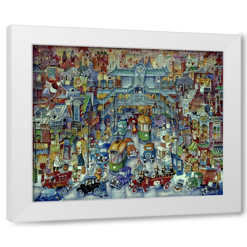 The El Stop White Modern Wood Framed Art Print by Bell, Bill