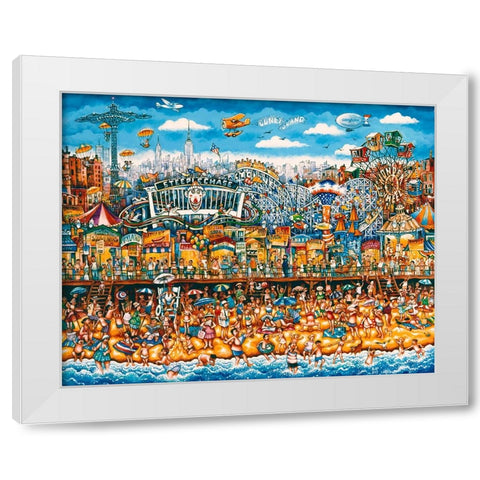 Coney Island White Modern Wood Framed Art Print by Bell, Bill