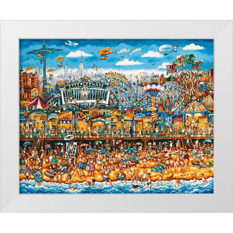 Coney Island White Modern Wood Framed Art Print by Bell, Bill