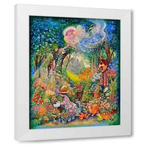 My Gardening Angel White Modern Wood Framed Art Print by Bell, Bill