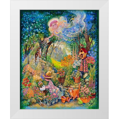 My Gardening Angel White Modern Wood Framed Art Print by Bell, Bill