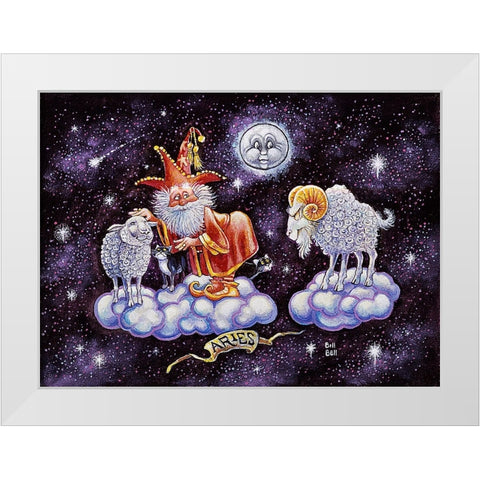 Aries White Modern Wood Framed Art Print by Bell, Bill