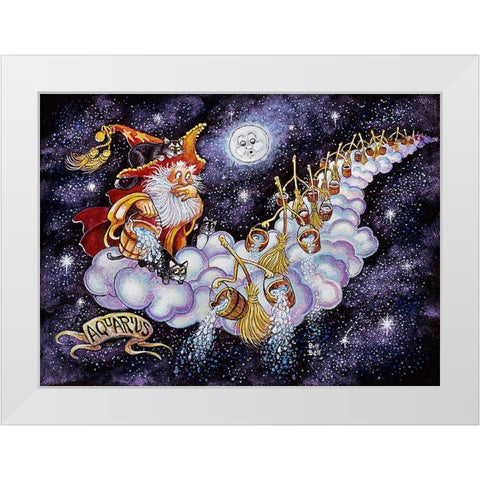 Aquarius White Modern Wood Framed Art Print by Bell, Bill