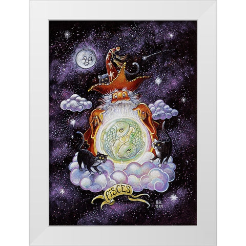 Pisces,  White Modern Wood Framed Art Print by Bell, Bill