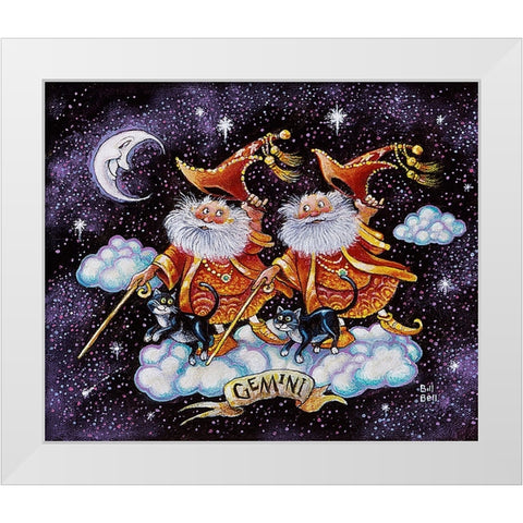Gemini White Modern Wood Framed Art Print by Bell, Bill