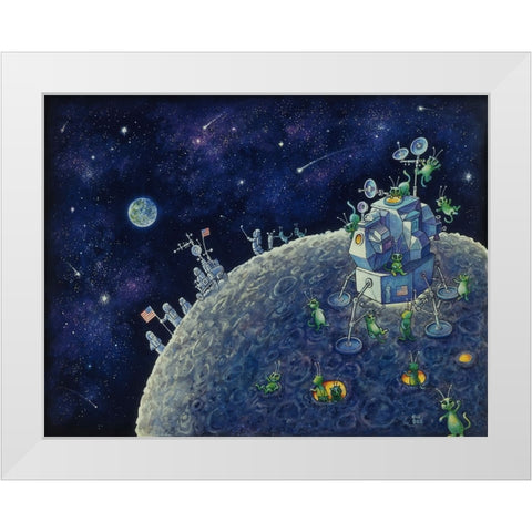 Moon Landing White Modern Wood Framed Art Print by Bell, Bill