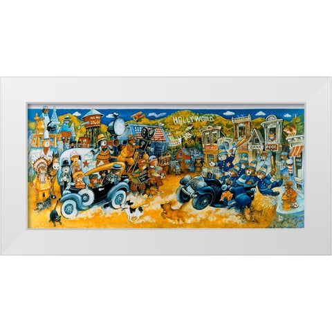 Keystone Kops White Modern Wood Framed Art Print by Bell, Bill