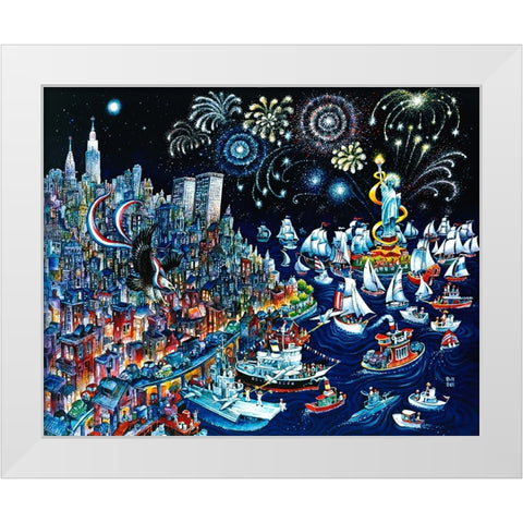 Liberty With Eagle White Modern Wood Framed Art Print by Bell, Bill