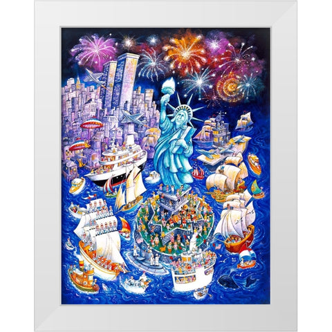 Miss Liberty White Modern Wood Framed Art Print by Bell, Bill