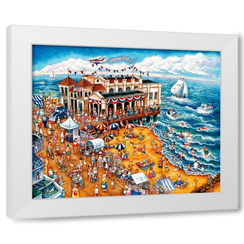 The Music Pier White Modern Wood Framed Art Print by Bell, Bill