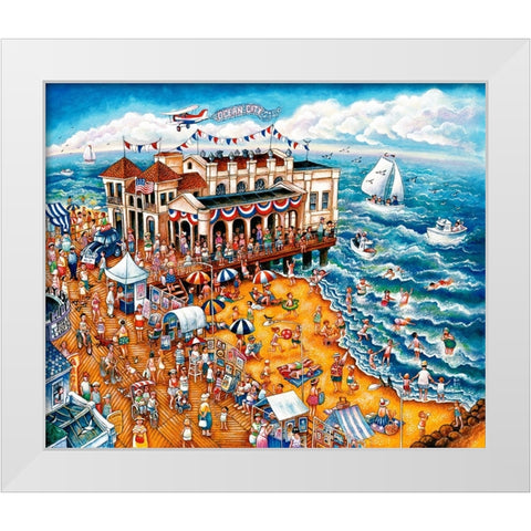 The Music Pier White Modern Wood Framed Art Print by Bell, Bill