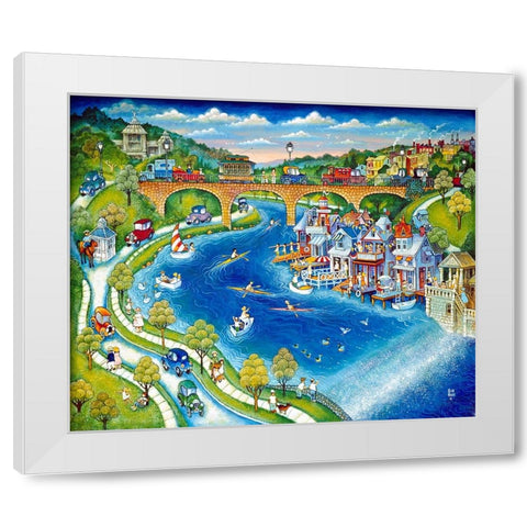 Boathouse Row White Modern Wood Framed Art Print by Bell, Bill