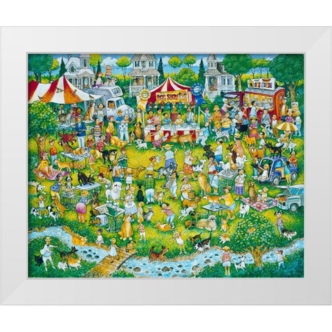 Wheres Woofo White Modern Wood Framed Art Print by Bell, Bill