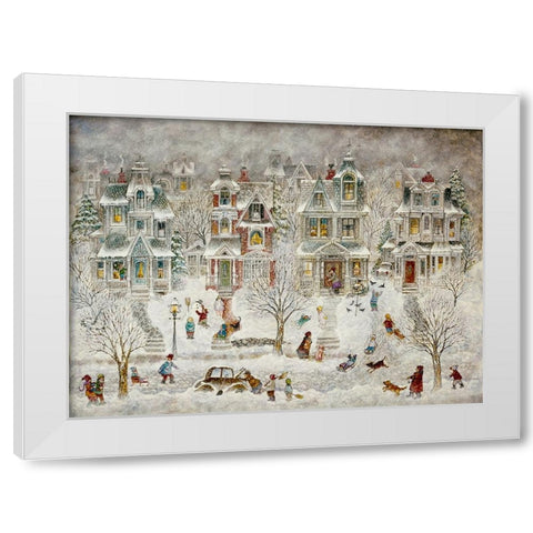 Flurries White Modern Wood Framed Art Print by Bell, Bill