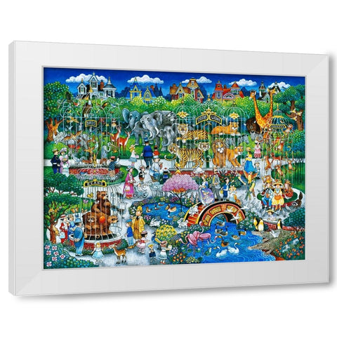 Victorian Zoo White Modern Wood Framed Art Print by Bell, Bill