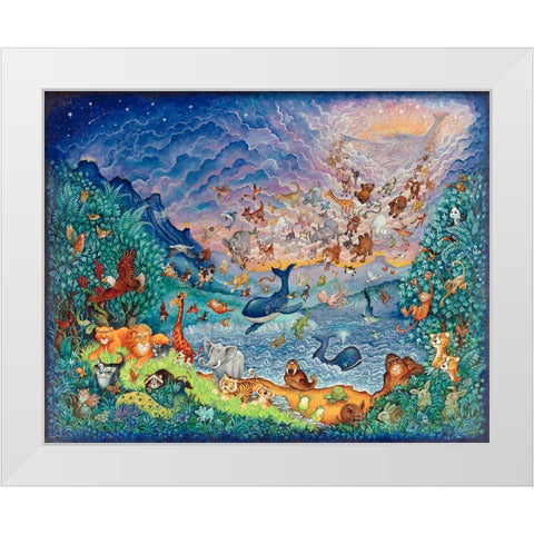 Blue Creation White Modern Wood Framed Art Print by Bell, Bill