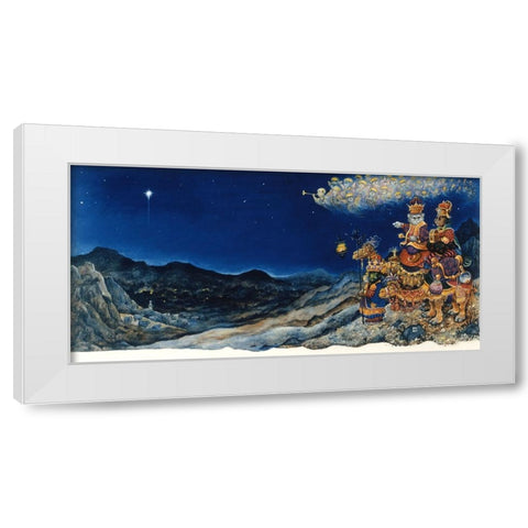 Three Wise Cats White Modern Wood Framed Art Print by Bell, Bill