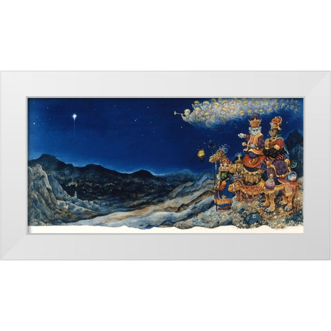 Three Wise Cats White Modern Wood Framed Art Print by Bell, Bill