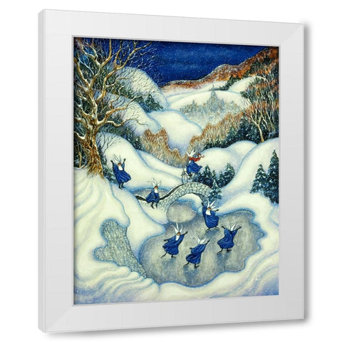 Skating Nuns White Modern Wood Framed Art Print by Bell, Bill