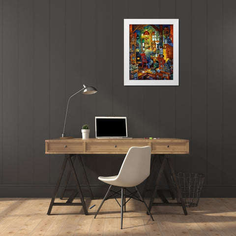 Clock Doc White Modern Wood Framed Art Print by Bell, Bill