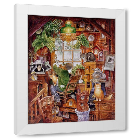 Clock Man 2 White Modern Wood Framed Art Print by Bell, Bill