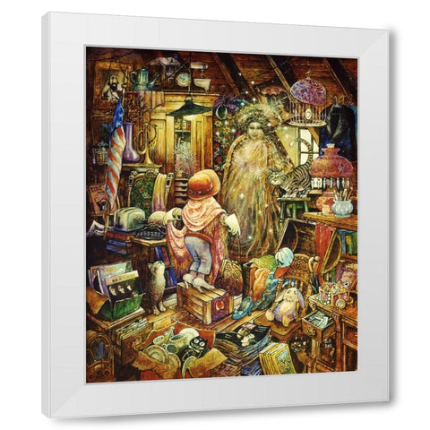 Pretending White Modern Wood Framed Art Print by Bell, Bill
