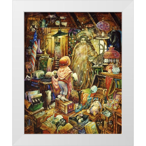 Pretending White Modern Wood Framed Art Print by Bell, Bill