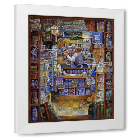 Pharmacist White Modern Wood Framed Art Print by Bell, Bill