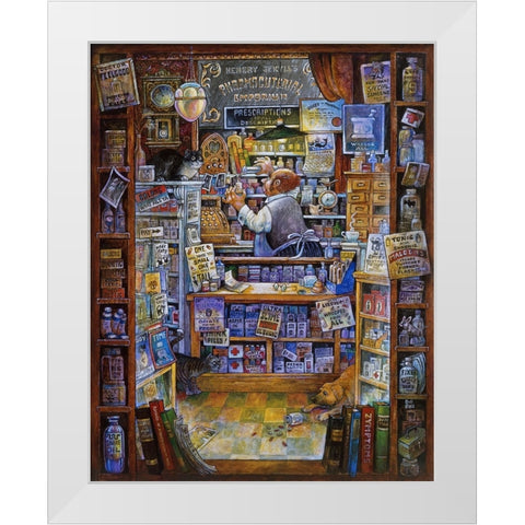Pharmacist White Modern Wood Framed Art Print by Bell, Bill