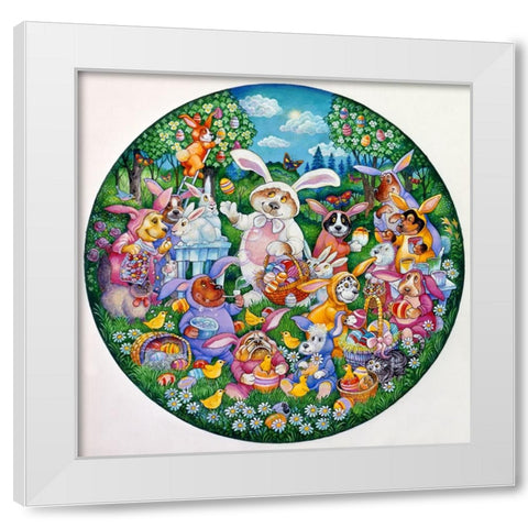 A Doggone Egg-Stravaganza (Pc) White Modern Wood Framed Art Print by Bell, Bill
