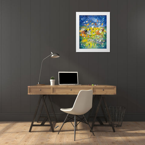 Its Raining Its Pouring White Modern Wood Framed Art Print by Bell, Bill
