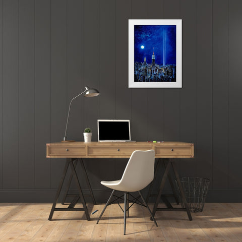 New York Lights 2002 White Modern Wood Framed Art Print by Bell, Bill