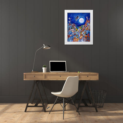Hey Diddle Diddle White Modern Wood Framed Art Print by Bell, Bill