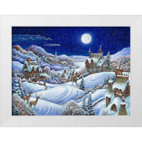 Winter Moon White Modern Wood Framed Art Print by Bell, Bill