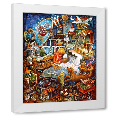 Superboy White Modern Wood Framed Art Print by Bell, Bill