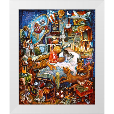 Superboy White Modern Wood Framed Art Print by Bell, Bill