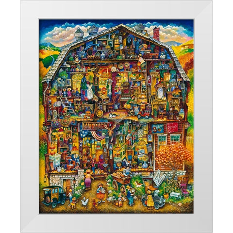 The Antique Barn  White Modern Wood Framed Art Print by Bell, Bill